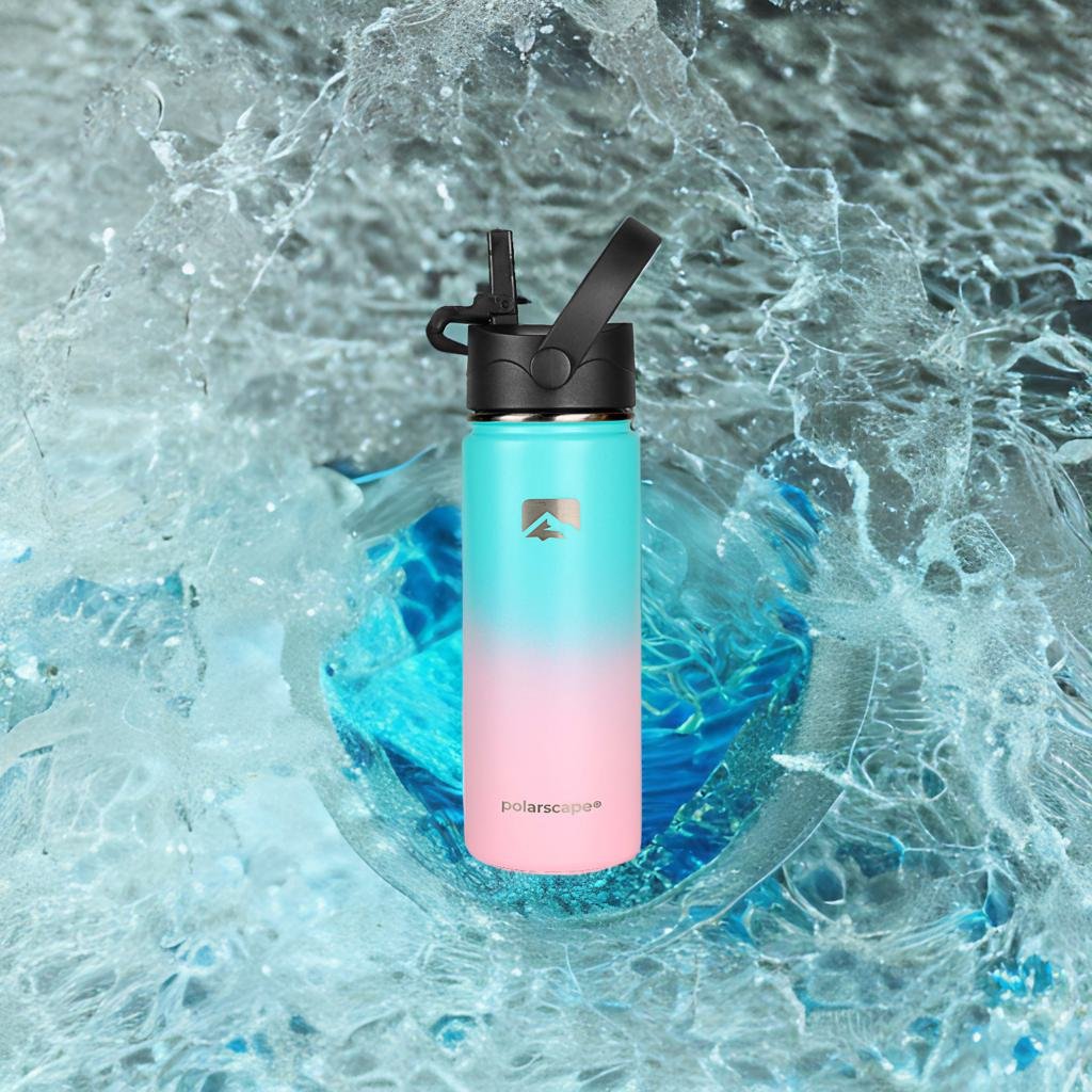 Insulated Water Bottle With Straw Wide Mouth 500 ml Bubble Bliss