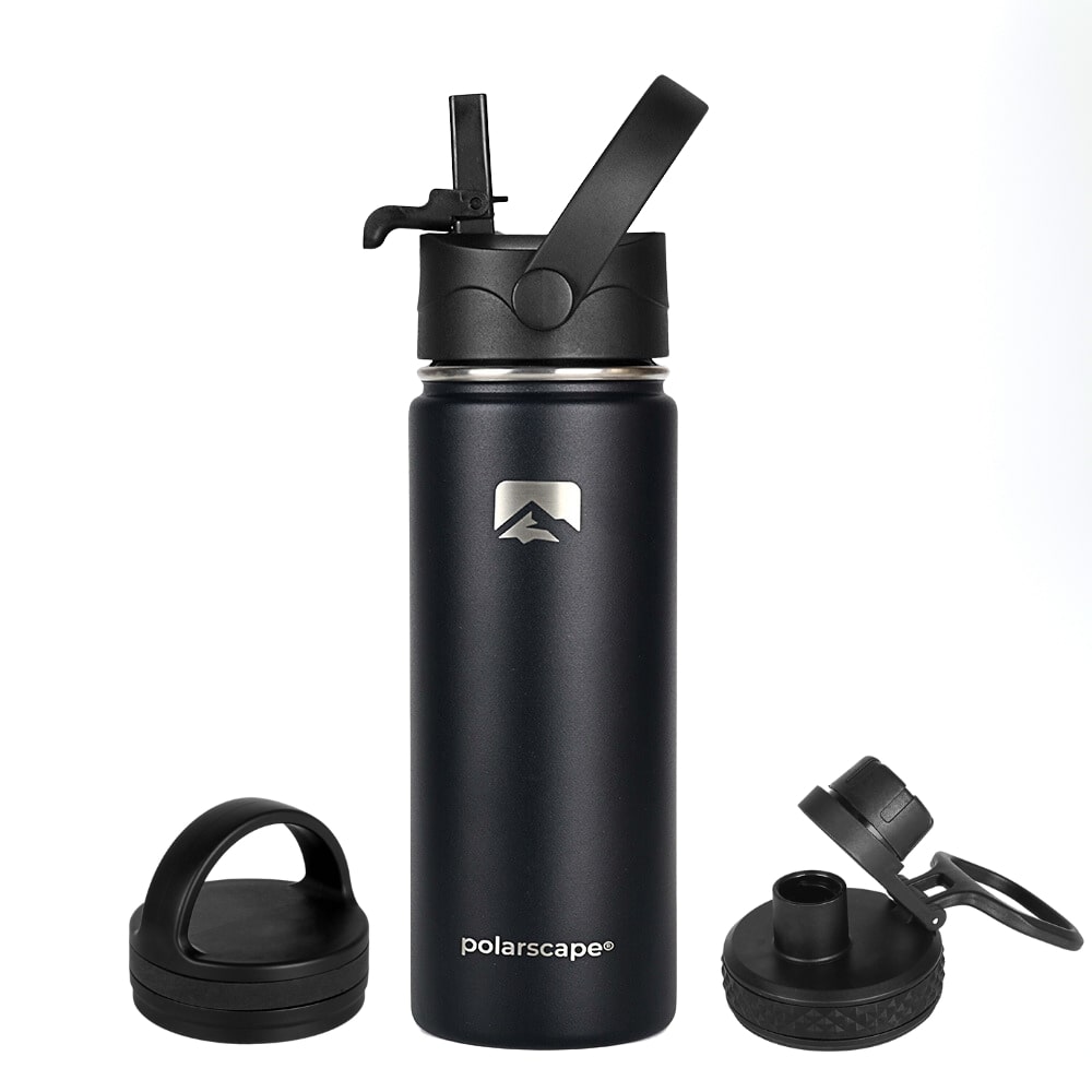 Insulated Water Bottle With Straw Wide Mouth 500 ml Black