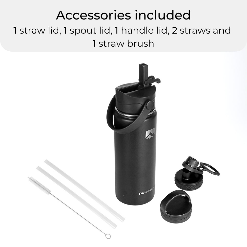 Insulated Water Bottle With Straw Wide Mouth 500 ml Black