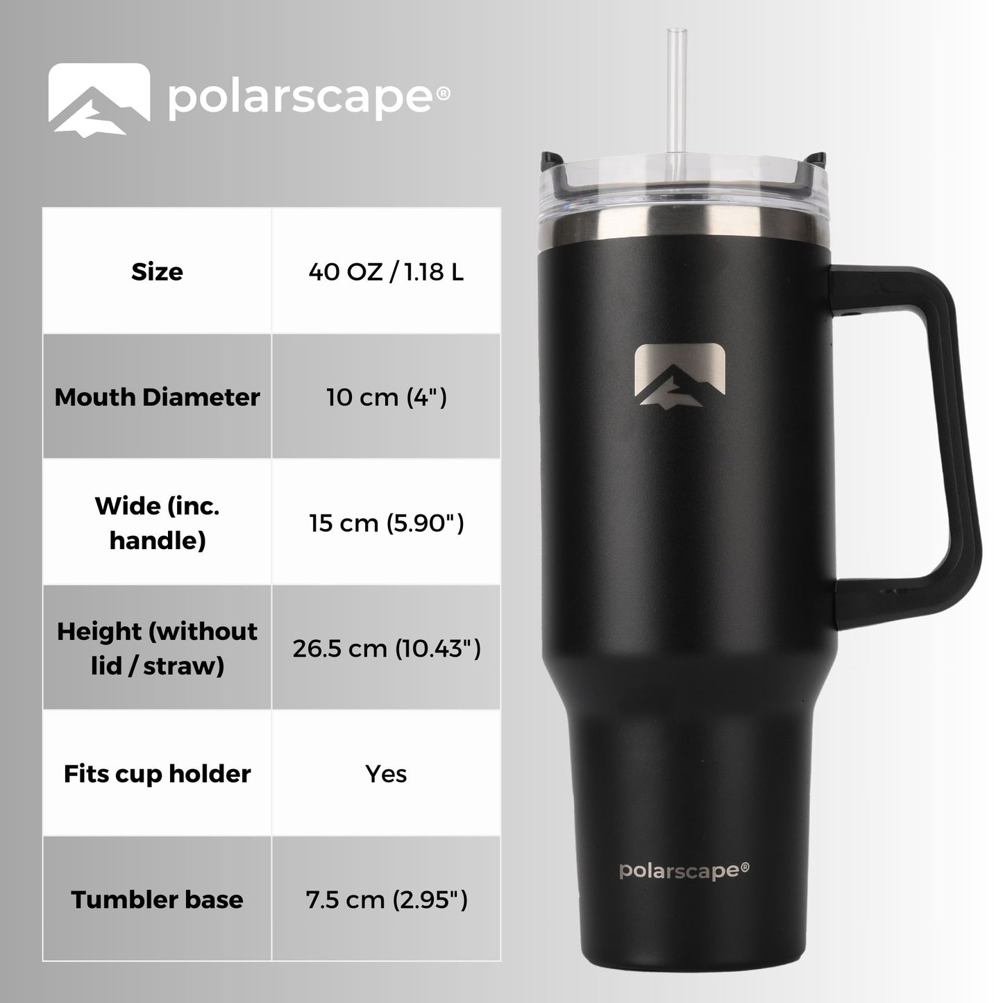 Tumbler with Straw and Lid 40oz Black