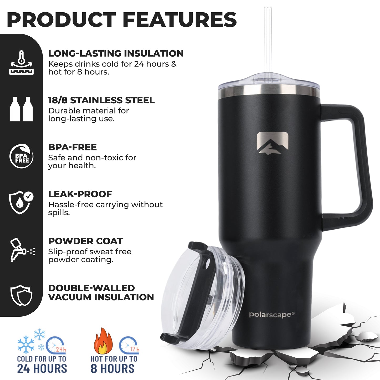 Tumbler with Straw and Lid 40oz Black