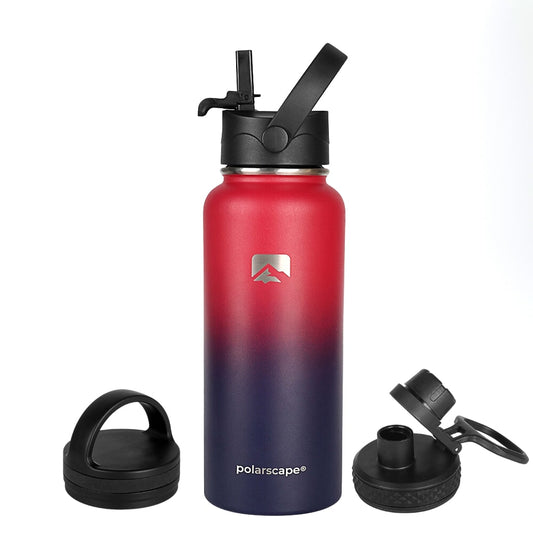 Insulated Water Bottle With Straw Wide Mouth 1000 ml Plum