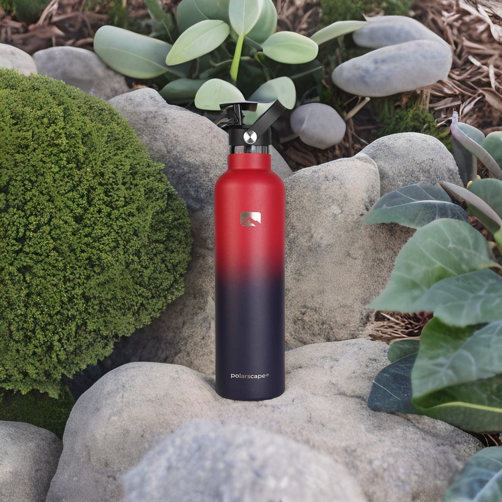 Insulated Water Bottle With Straw Narrow Mouth 1000 ml Plum