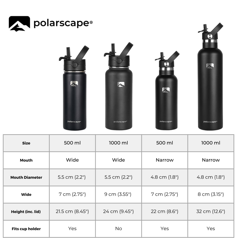 Insulated Water Bottle With Straw Narrow Mouth 500 ml Black