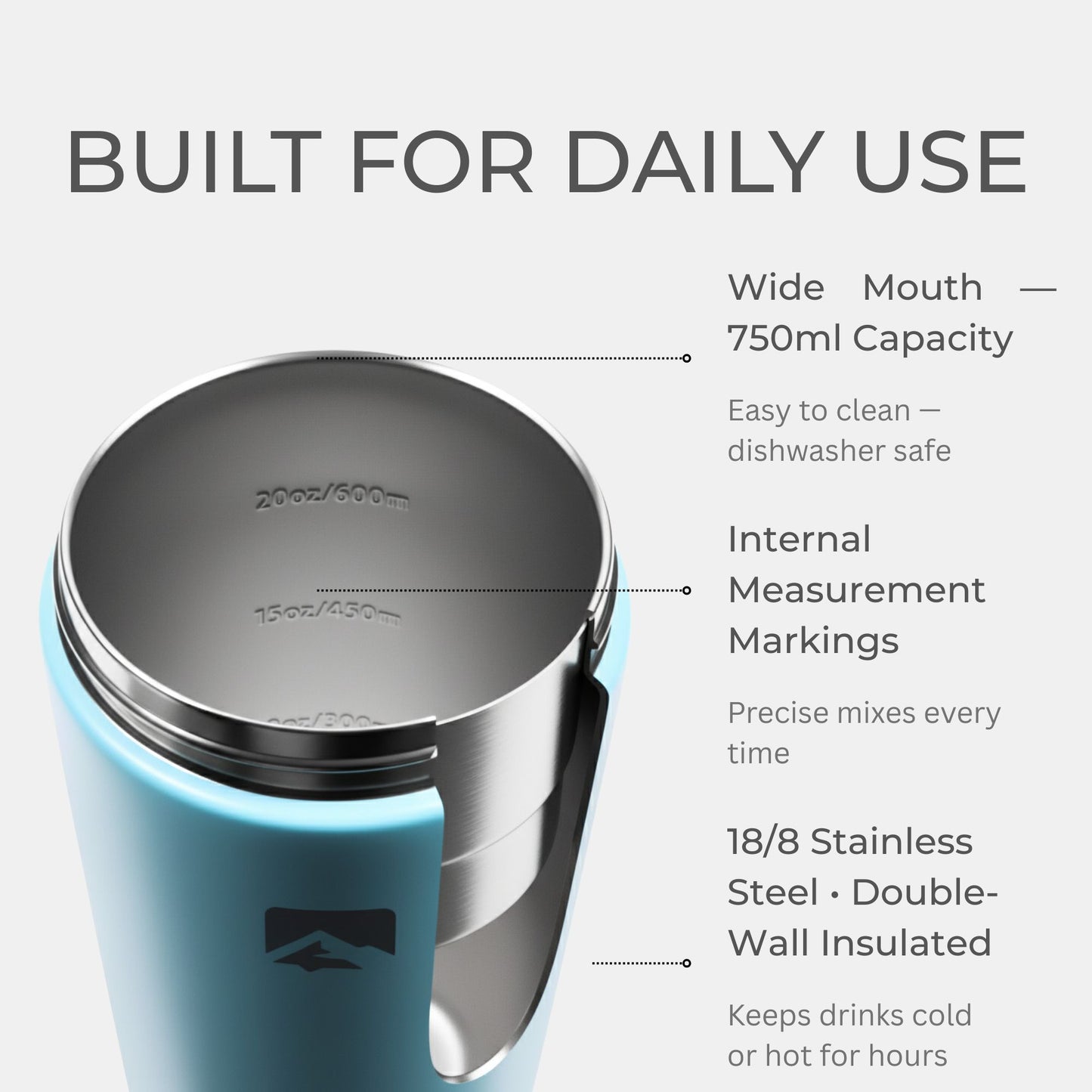 Stainless Steel Protein Shaker 750ml - Breeze