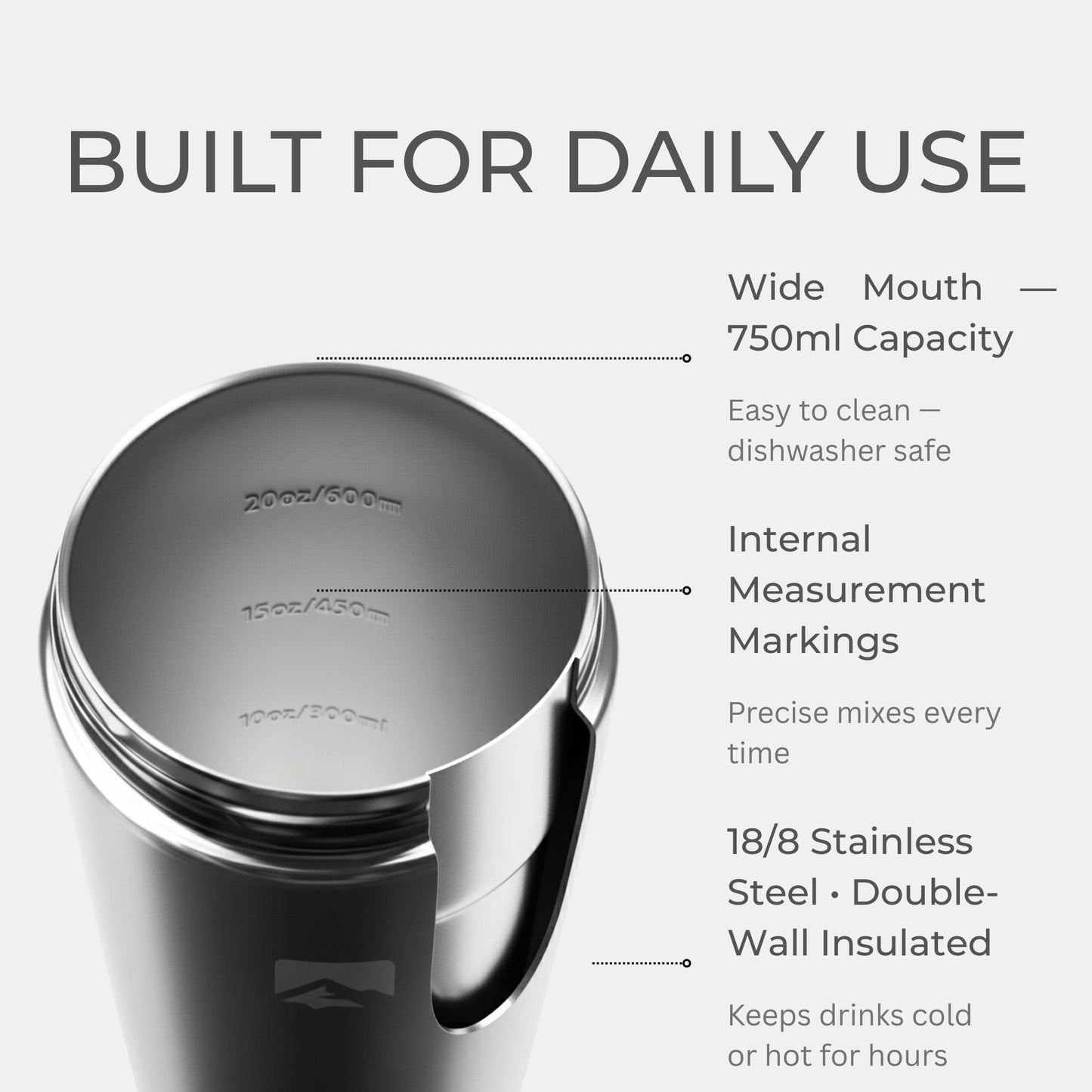 Stainless Steel Protein Shaker 750ml