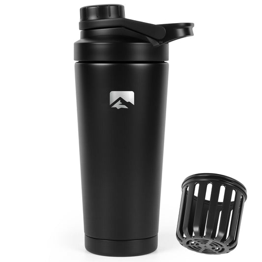 Stainless Steel Protein Shaker 750ml - Black